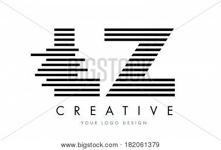 Lz L Z Zebra Letter Logo Design With Black And White Stripes