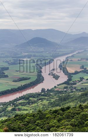 Taquari River From Morro Do Gaucho Mountain Landscape