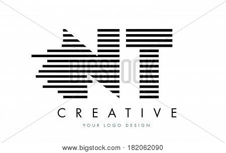 Nt N T Zebra Letter Logo Design With Black And White Stripes