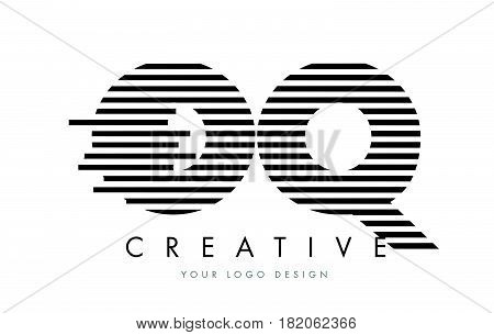 Oq O Q Zebra Letter Logo Design With Black And White Stripes