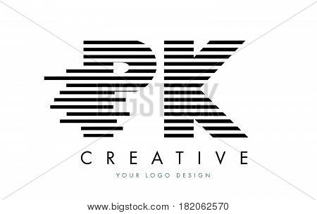 Pk P K Zebra Letter Logo Design With Black And White Stripes