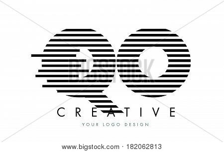Qo Q O Zebra Letter Logo Design With Black And White Stripes