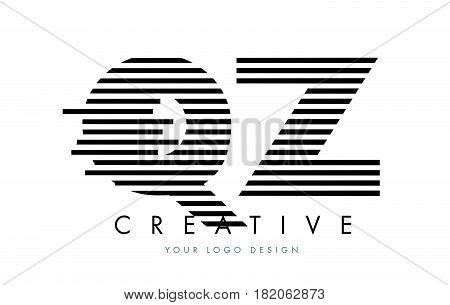 Qz Q Z Zebra Letter Logo Design With Black And White Stripes