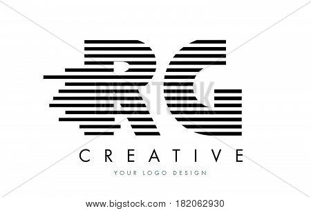Rg R G Zebra Letter Logo Design With Black And White Stripes
