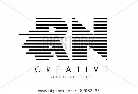 Rn R N Zebra Letter Logo Design With Black And White Stripes