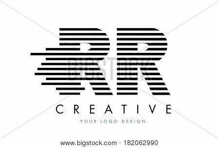 Rr R Zebra Letter Logo Design With Black And White Stripes