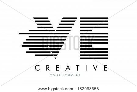 Vc V C Zebra Letter Logo Design With Black And White Stripes