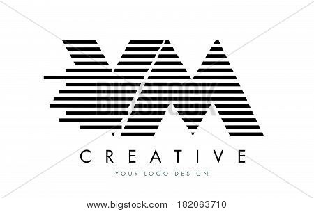 Vm V M Zebra Letter Logo Design With Black And White Stripes