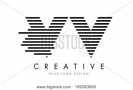 Vv V Zebra Letter Logo Design With Black And White Stripes