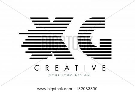 Xg X G Zebra Letter Logo Design With Black And White Stripes