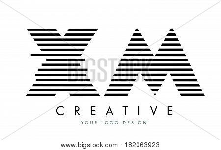 Xm X M Zebra Letter Logo Design With Black And White Stripes