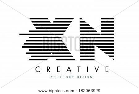 Xn X N Zebra Letter Logo Design With Black And White Stripes