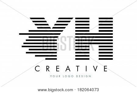 Yh Y H Zebra Letter Logo Design With Black And White Stripes