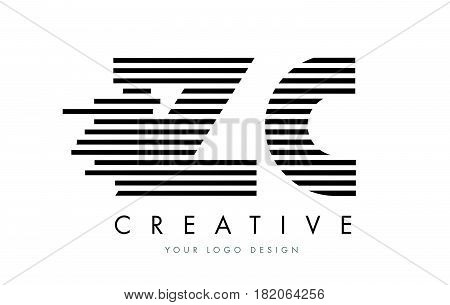 Zc Z C Zebra Letter Logo Design With Black And White Stripes