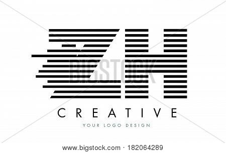 Zh Z H Zebra Letter Logo Design With Black And White Stripes