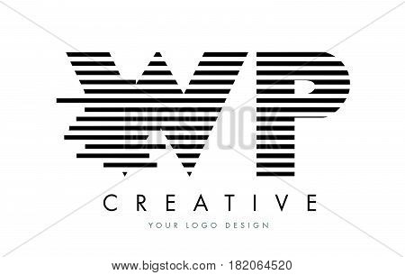 Wp W P Zebra Letter Logo Design With Black And White Stripes