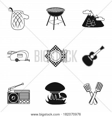 Computer accessories. Headphones, computer parts, accessories.Personal computer icon in set collection on black style vector symbol stock web illustration.