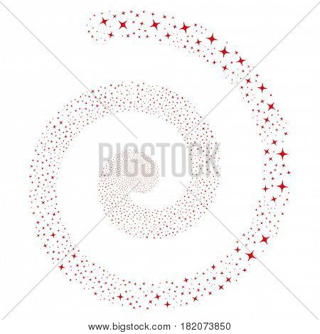 Space Star decorative swirl spiral. Vector red scattered icons.