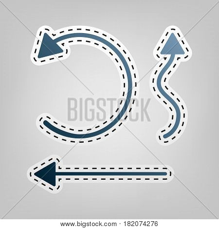 Simple set to Interface Arrows. Vector. Blue icon with outline for cutting out at gray background.