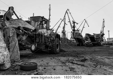 Maritime transportation industry. Work in port coal transshipment terminal.