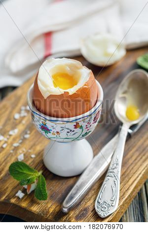Soft-boiled Egg On The Stand For Breakfast.