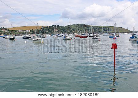 Boats moored on the River Fal in Falmouth
