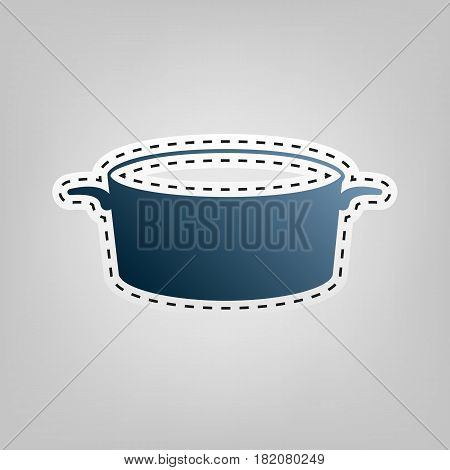 Pan sign. Vector. Blue icon with outline for cutting out at gray background.