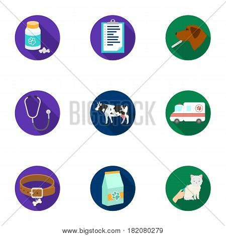 Vet clinic. Treatment of sick animals. Hospital for animals.Vet clinic icon in set collection on flat style vector symbol stock web illustration.