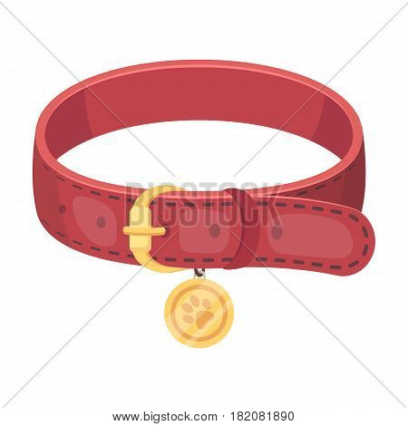 Collar with a medal for an animal.Pet shop single icon in cartoon style vector symbol stock illustration .