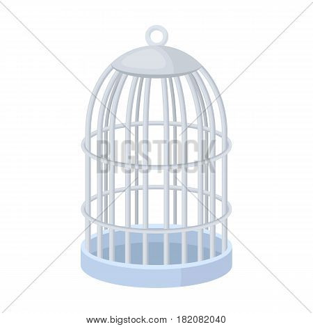 Metal cage for birds.Pet shop single icon in cartoon style vector symbol stock illustration .