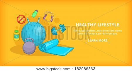 Fitness banner horizontal concept lifestyle. Cartoon illustration of fitness lifestyle banner horizontal vector for web
