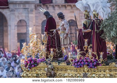 Linares, SPAIN - April 14: Brotherhood of Holy Week call in Spanish 