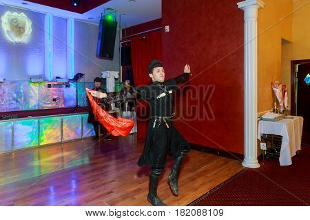 April 01 2017 Newyork Ny Usa: Georgian Dancers Dancing A Folklore Dance Show On Stage