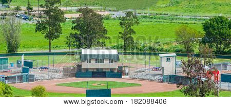 Baseball park an field in springtime ready for the games