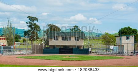 Baseball infield an park ready for the game