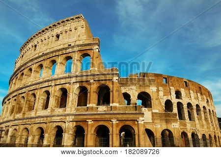 The famous  Colisseum monument  in Rome ,Italy.