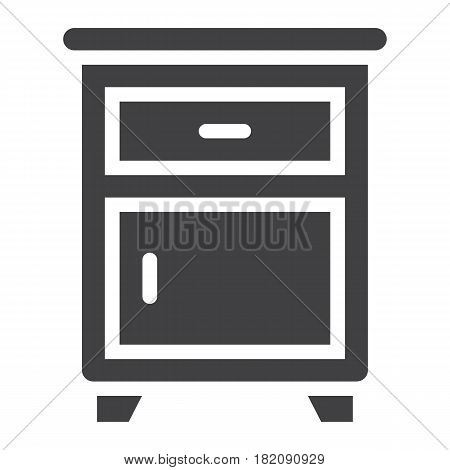 Nightstand solid icon, Furniture and interior element, vector graphics, a filled pattern on a white background, eps 10.