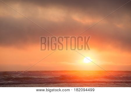 misty sunset at Kalaloch beach Olympic National Park Washington State