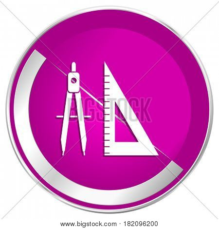 Learning web design violet silver metallic border internet icon.