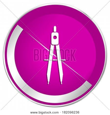 Learning web design violet silver metallic border internet icon.