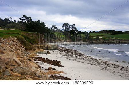 Carmel Beach below famous Pebble Beach Golf Course