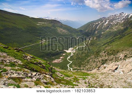 Rhone glacier, source of Rhone river