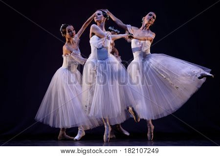 ST. PETERSBURG, RUSSIA - MARCH 28, 2016: Young dancers perform at the opening ceremony of X International Festival of Choreographic Art Pari Grand. Artists from 9 countries participated in festival
