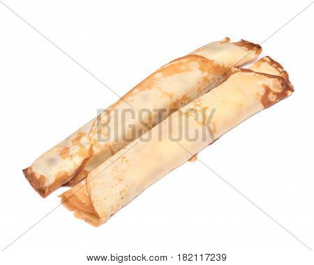 Delicious cheese blintz isolated on white background