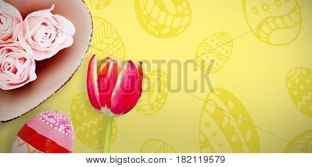 PE047_butterfly_02_bs_nf against painted easter eggs on white background