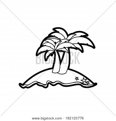 black thick contour of island with two palms vector illustration
