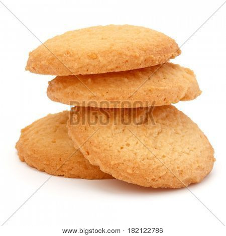 stacked short pastry cookies isolated on white background