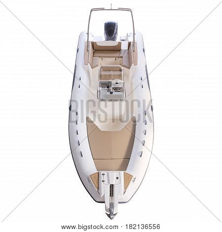 Inflatable Motor Boat Isolated On White Background