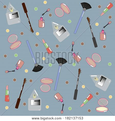 seamless pattern on a blue background cosmetic for women