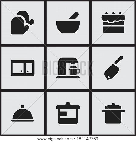 Set Of 9 Editable Cooking Icons. Includes Symbols Such As Soup, Salver, Backsword And More. Can Be Used For Web, Mobile, UI And Infographic Design.